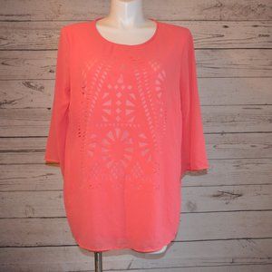 Cal Style Cutout Peach Pink Tunic 2X